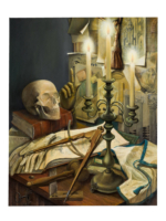 “Three Candles” – Still life. The depicted objects are based on the symbolic insignia of the Freemasons, whereas the skull reminds us of a vanitas motif.