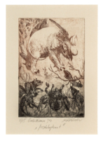 “The Insectophant” – Design: (line) etching based on old copperplate illustrations. From the booklet: “Gallettiana” about Professor Georg August Galletti (1750–1828), teacher at the Gotha Gymnasium. Collected from his students. &#039;Father of the Catheter Flower&#039; or &#039;the absent-minded professor.&#039;